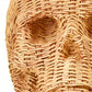 Halloween Brown Faux Rattan Resin Skull Tabletop Decor, 5.5 in