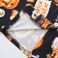 Halloween pumpkin bat print pajama set for women comfortable short-sleeved lapel top and baggy shorts loungewear for women